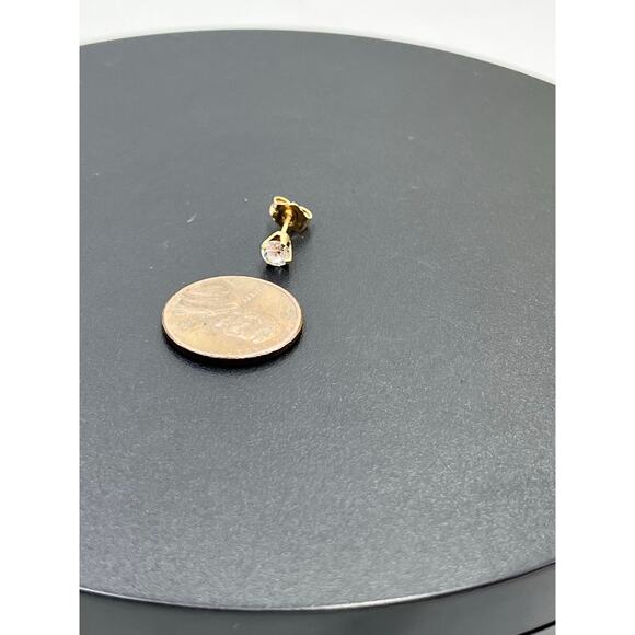 INV Designer 14k Yellow Gold CZ Round Solitaire Stud Earring *Single - Picture 2 of 13